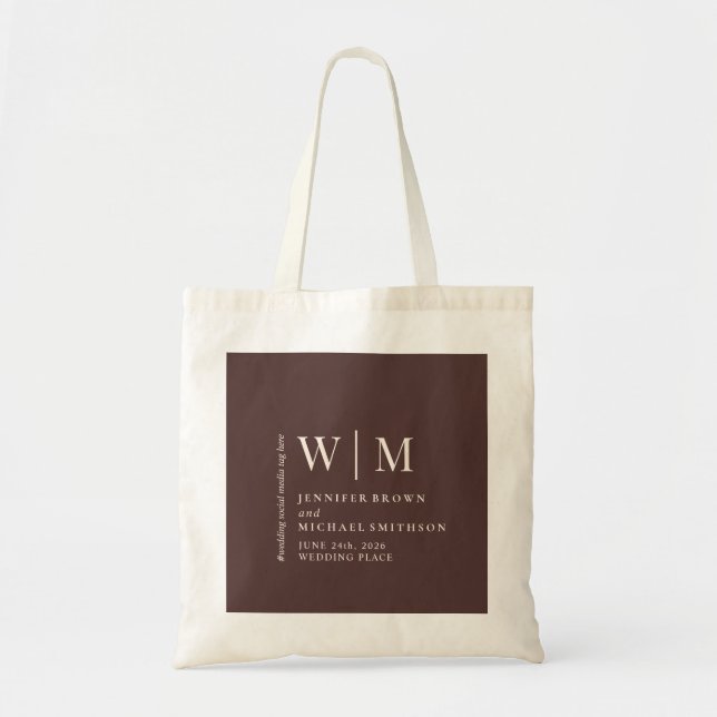 Dual Chocolate Brown Formal Event Wedding Tote Bag (Front)