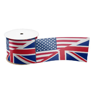 Dual Citizen American British Flag Ribbon Satin Ribbon