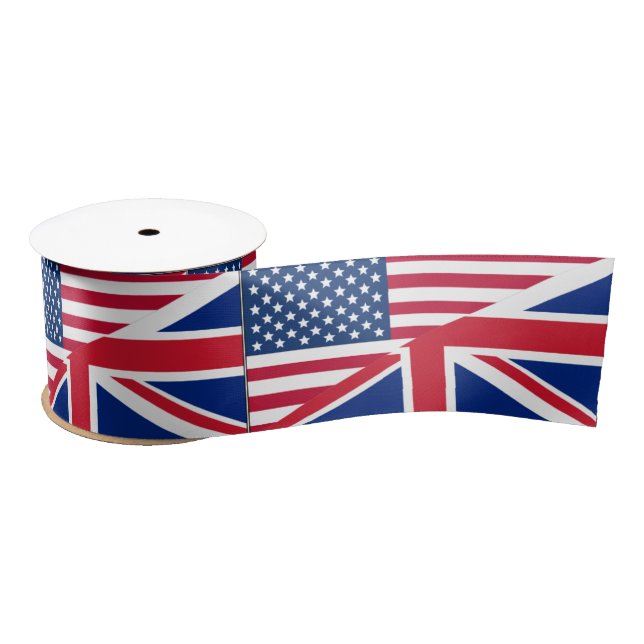 Dual Citizen American British Flag Ribbon Satin Ribbon (Spool)