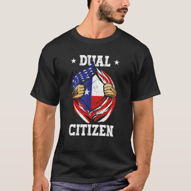 Dual Citizen Texas Pride Usa And Texas Flag Texan  T-Shirt (Front)