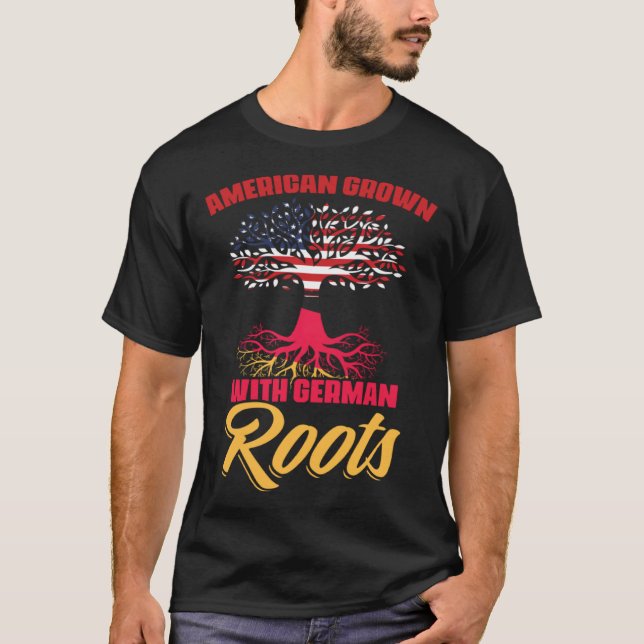 Dual Citizenship America Germany Flag Roots German T-Shirt (Front)