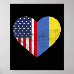 Dual Citizenship Usa Ukraine Heart American Ukrain Poster
