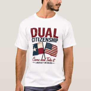 Dual Citizenship Vintage Texas and USA Flag Patrio T-Shirt