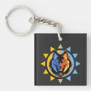 Dual Color Wolf Keychain