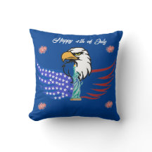 Dual Colour 4th of July Special Throw Pillows