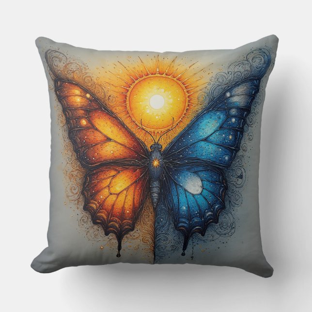 Dual-Coloured Butterfly Over Bright Sun Cushion (Front)