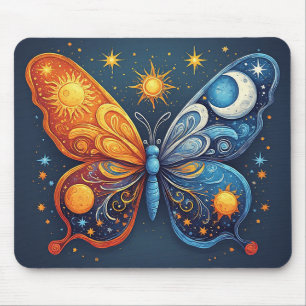 Dual-Coloured Butterfly Over Bright Sun Mouse Mat