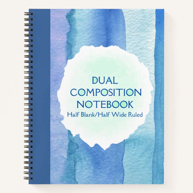DUAL COMPOSITION BLUE HALF BLANK/WIDE RULED  NOTEBOOK (Front)