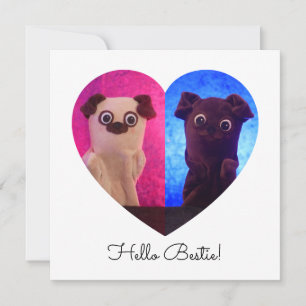 Dual Duo Split Photo Heart Besties Cute Card