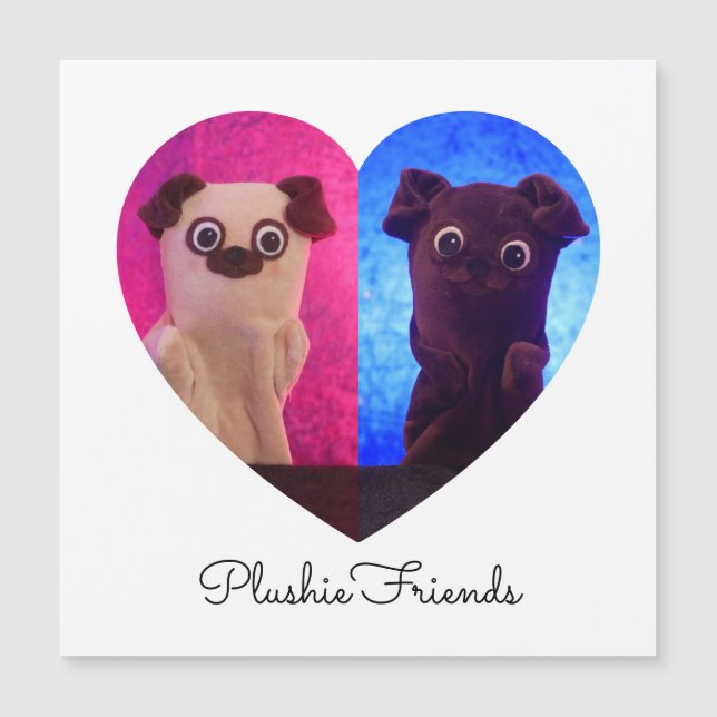 Dual Duo Split Photo Heart Besties Magnetic Card (Front)