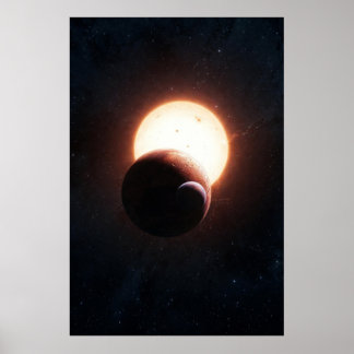 Dual Eclipse Over Red Planet – Cosmic Alignment in Poster