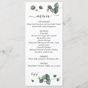 Dual Eucalyptus Greenery Wedding Menu