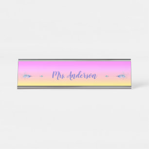 Dual Feathered Boho Arrows Personalised Desk Name  Desk Name Plate