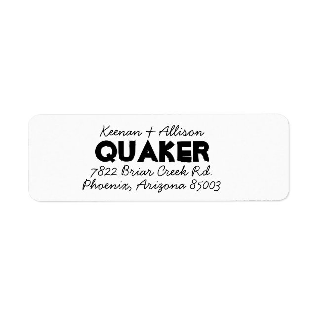 Dual font return address label (Front)