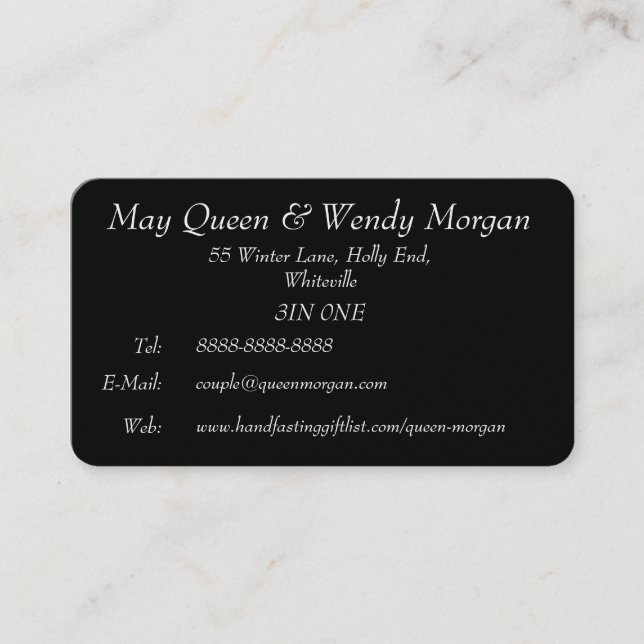 Dual Goddess Lesbian Handfasting Contact Card (Front)