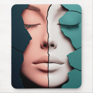 Dual Harmony Girl Portrait Mouse Mat