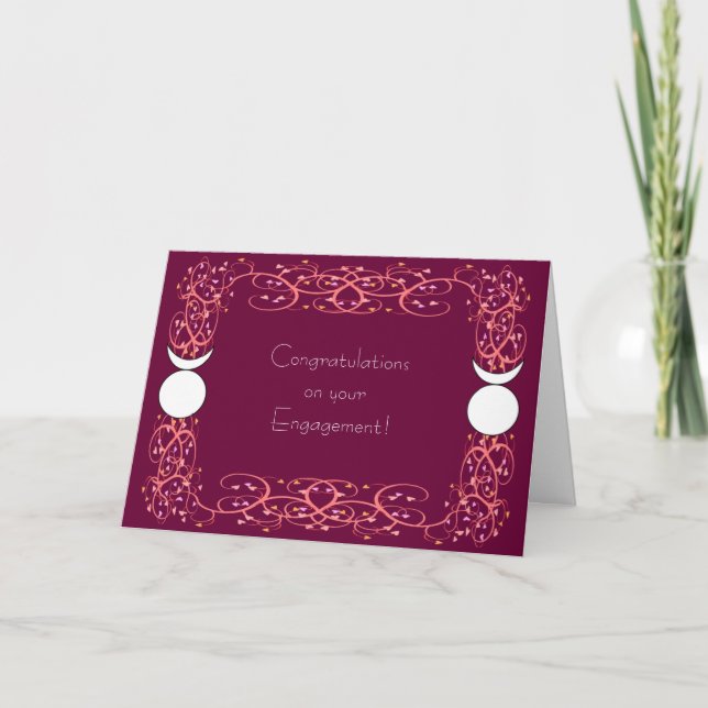 Dual Horned God Gay Wiccan Engagement Congrats Card (Front)