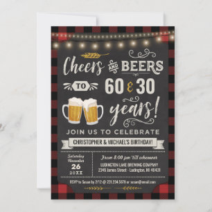 Dual Joint Cheers & Beers Birthday Invitation