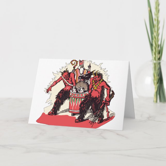 Dual Krampus and Old St. Nick Holiday Card (Front)