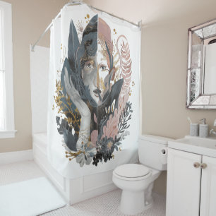 Dual Nature - A Surreal Floral Portrait Shower Curtain
