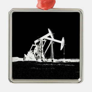 Dual Oil Well Pumping Unit Metal Tree Decoration