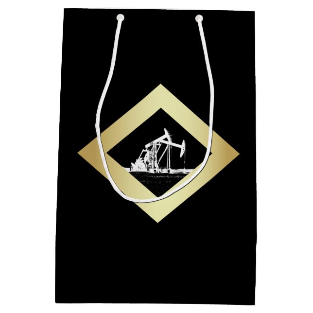 Dual Oil Well Pumping Units Medium Gift Bag (Back)