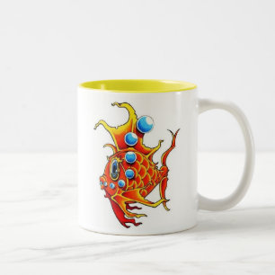 dual orange bubble fish two-toned ceramic mug
