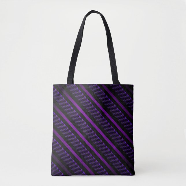 Dual-Pattern Diagonal Stripe Tote Bag (Front)