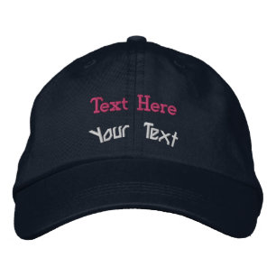 Dual Personalised Text Exclusive Adjustable Navy  Embroidered Hat