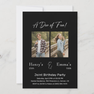 Dual Photo Milestone Double Joint Birthday Party Invitation