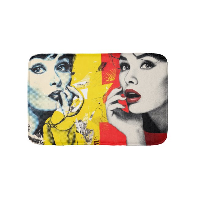Dual pop art portrait  bath mat (Front)