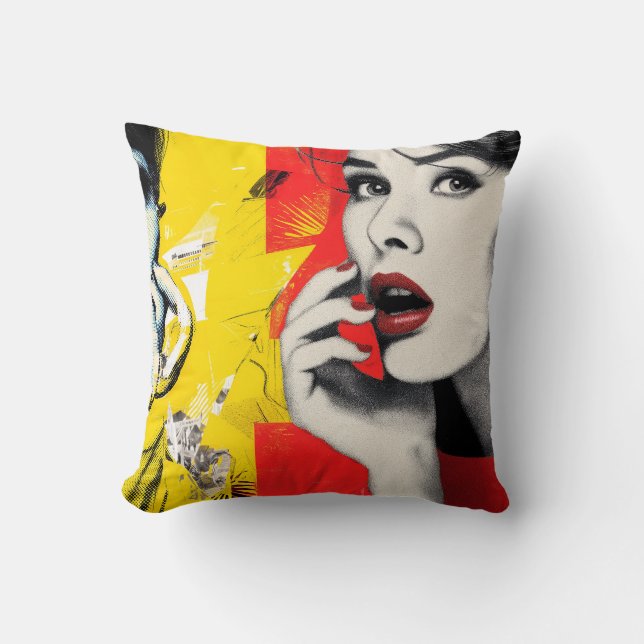 Dual pop art portrait  cushion (Front)