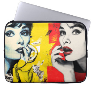 Dual pop art portrait laptop sleeve