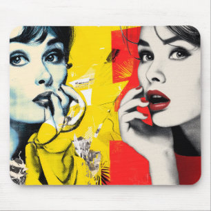 Dual pop art portrait mouse mat