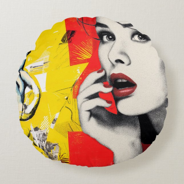 Dual pop art portrait  round cushion (Front)