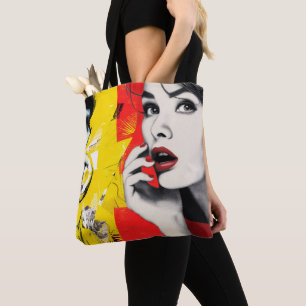 Dual pop art portrait  tote bag