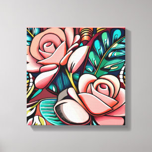 Dual Roses: A Spectacular Floral Arrangement Canvas Print
