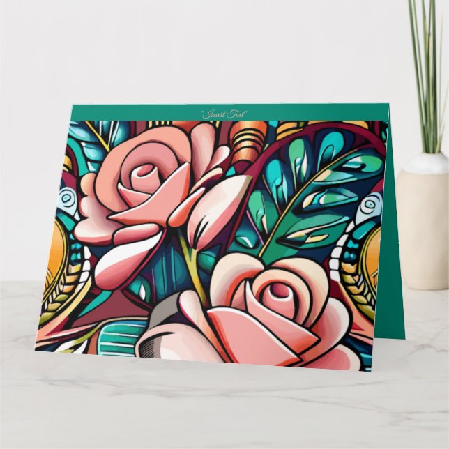 Dual Roses: A Spectacular Floral Arrangement Card (Front)