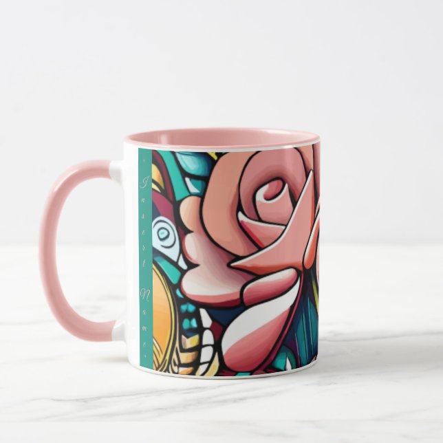 Dual Roses: A Spectacular Floral Arrangement Mug (Left)