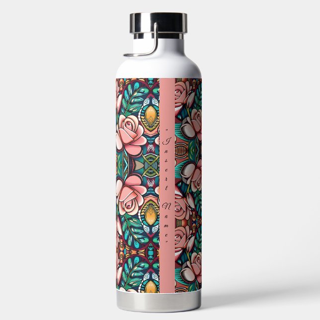 Dual Roses: A Spectacular Floral Arrangement Water Bottle (Right)