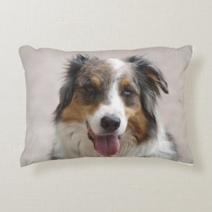 dual sided australian shepherd merle decorative cushion