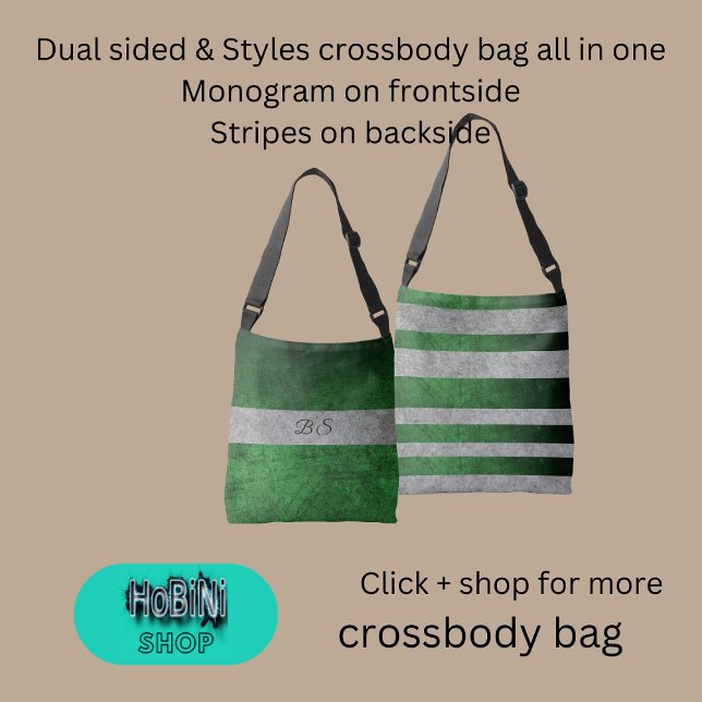 dual sided blue grey & monogram & stripes crossbody bag (Dual sided &styles crossbody bag all in one
Monogram on frontside
Stripes on backside)
