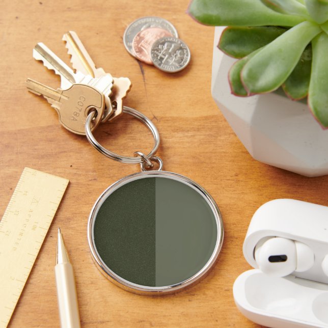 Dual-Texture Moss Green Keychain – Customisable (Desk)