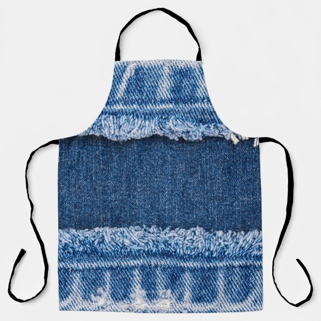 Dual-Tone Bleached Denim Fabric Frame Apron (Front)