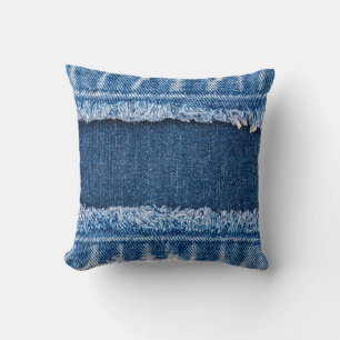 Dual-Tone Bleached Denim Fabric Frame Cushion