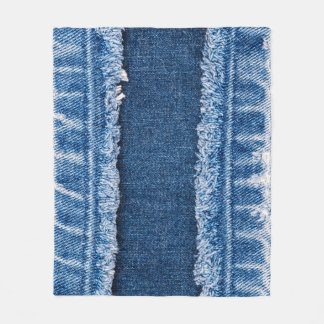 Dual-Tone Bleached Denim Fabric Frame Fleece Blanket