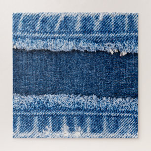 Dual-Tone Bleached Denim Fabric Frame Jigsaw Puzzle