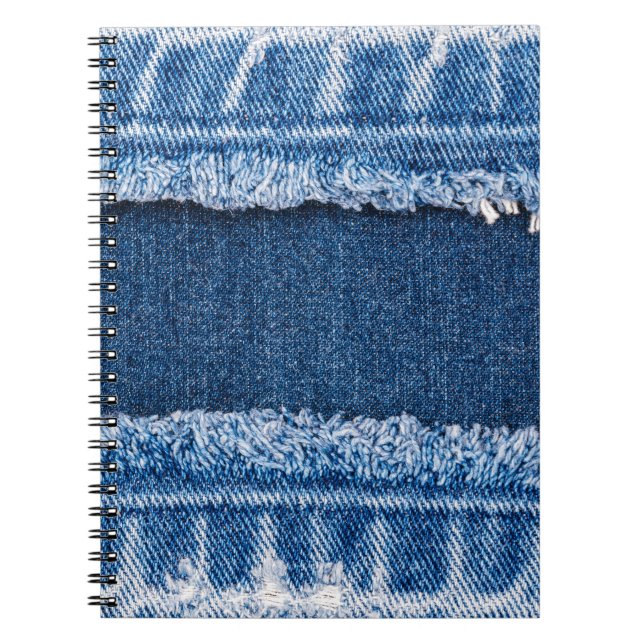 Dual-Tone Bleached Denim Fabric Frame Notebook (Front)