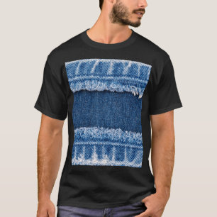 Dual-Tone Bleached Denim Fabric Frame T-Shirt