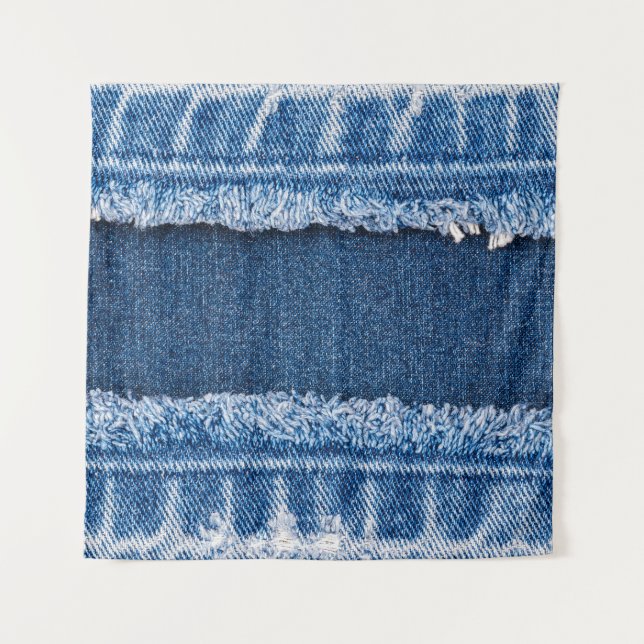 Dual-Tone Bleached Denim Fabric Frame Tapestry (Front)